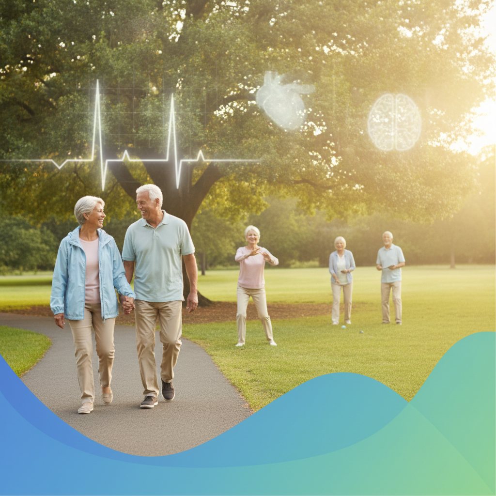 Seniors enjoying healthy activities, symbolizing peace of mind after choosing the right Medicare plan.